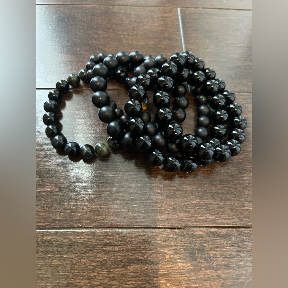 Lot of 6 Men’s Beaded Bracelets in Black Onyx